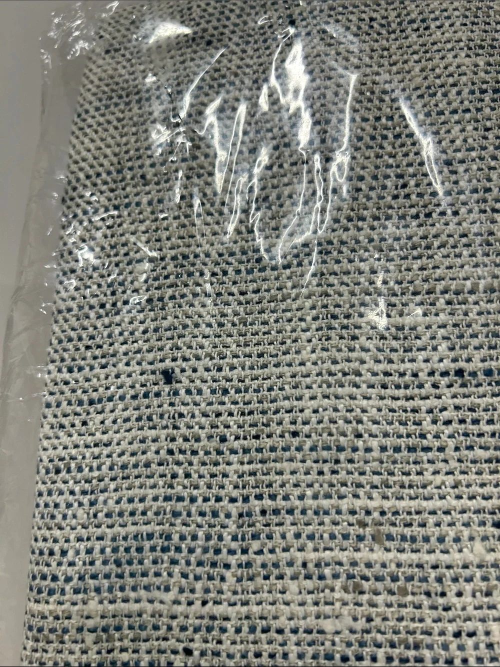 Crate&Barrel Textured Poly Curtain Panel - Light Gray with Navy Speckles